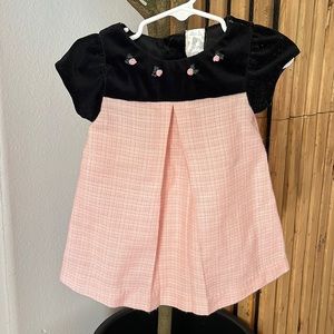 Vintage pink dress with embroidered roses